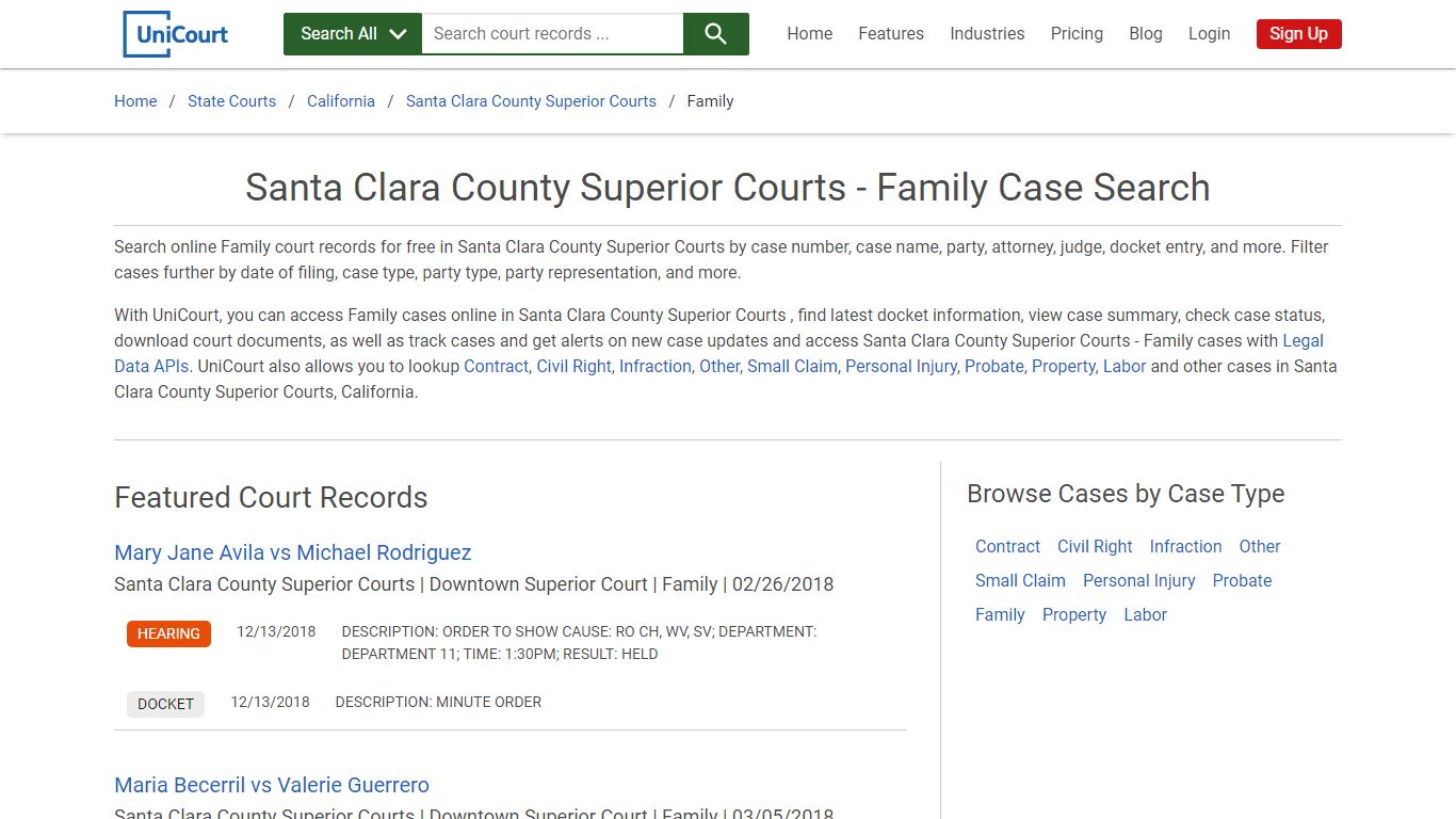 Santa Clara County Superior Courts - Family Case Search